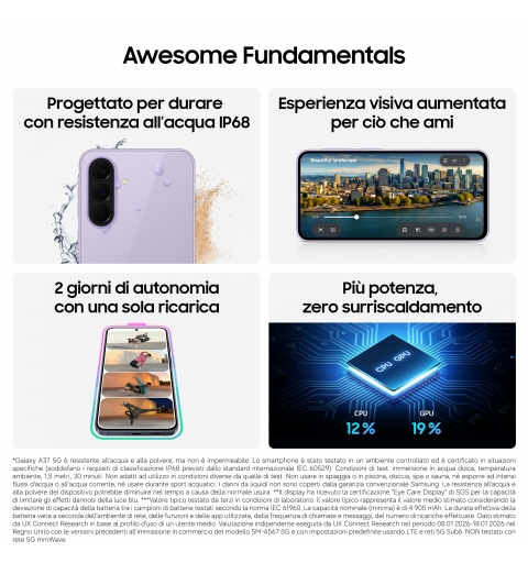 Samsung Galaxy A37 5G 17 cm (6.7") Doppia SIM Android 16.0 USB tipo-C 8 GB 256 GB 5000 mAh Bianco