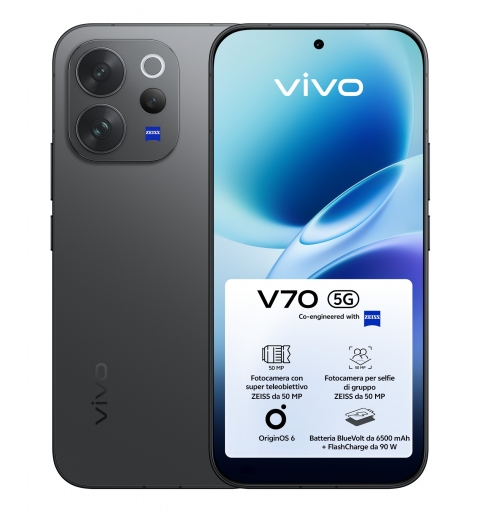 VIVO V70 16,7 cm (6.59") Dual-SIM Android 16.0 5G 8 GB 512 GB 6500 mAh Schwarz