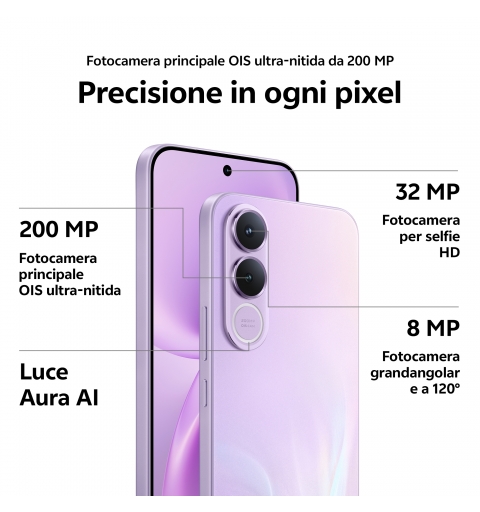 VIVO V70 Fe 17,4 cm (6.83") Doppia SIM Android 16.0 5G USB tipo-C 8 GB 256 GB 7000 mAh Viola