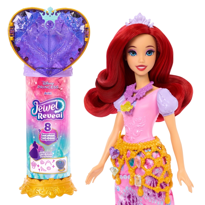Disney Princess Jewel Reveal Ariel Fashion Doll w 8 Surprises Including Gem Box & 10 Accessories
