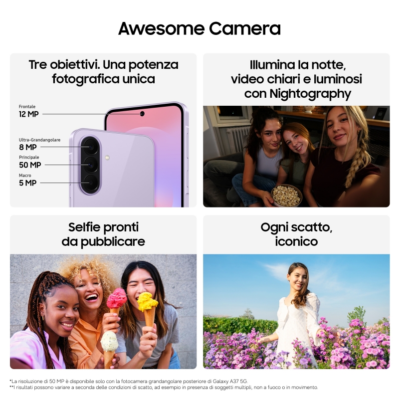 Samsung Galaxy A37 5G 17 cm (6.7") SIM doble Android 16.0 USB Tipo C 8 GB 256 GB 5000 mAh Lavanda