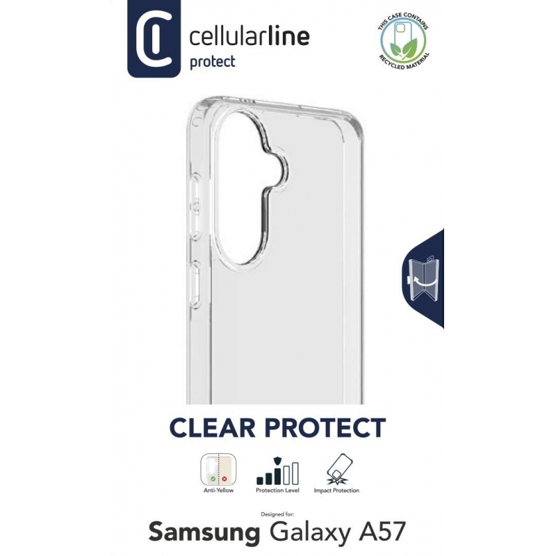 Cellularline Clear Protect - Galaxy A57 Coque rigide avec bords en caoutchouc