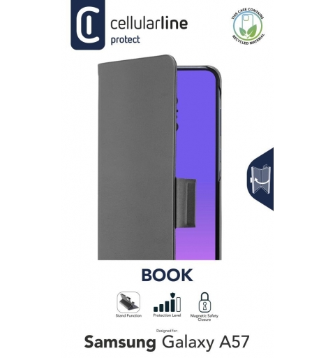 Cellularline Book - Galaxy A57 Buchhülle mit Kartenfach, Magnetverschluss und vollem Zugang zu Tasten und Anschlüssen.