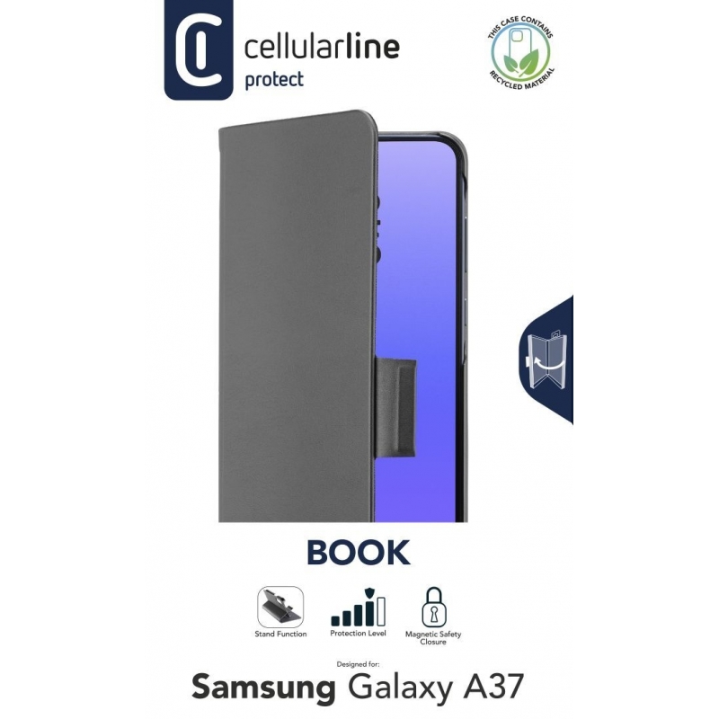 Cellularline BOOK 3 – Galaxy A37 Funda tipo libro con cierre magnético, bolsillo para tarjetas y extracción fácil. Protege el