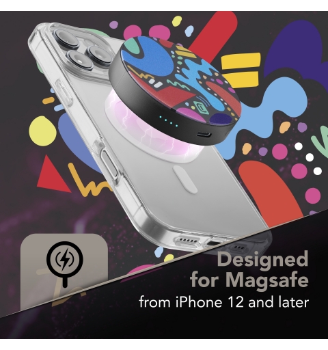 Cellularline Mag Vibe 3000 MAG VIBE ist die MagSafe-Powerbank mit 3000 mAh, einem kompakten, runden Design und bunten Grafiken.