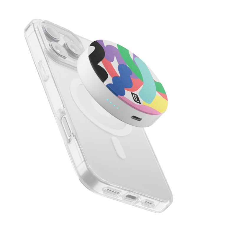 Cellularline Mag Vibe 3000 MAG VIBE es el power bank MagSafe de 3000 mAh con diseño compacto y redondo y gráficos coloridos. Se
