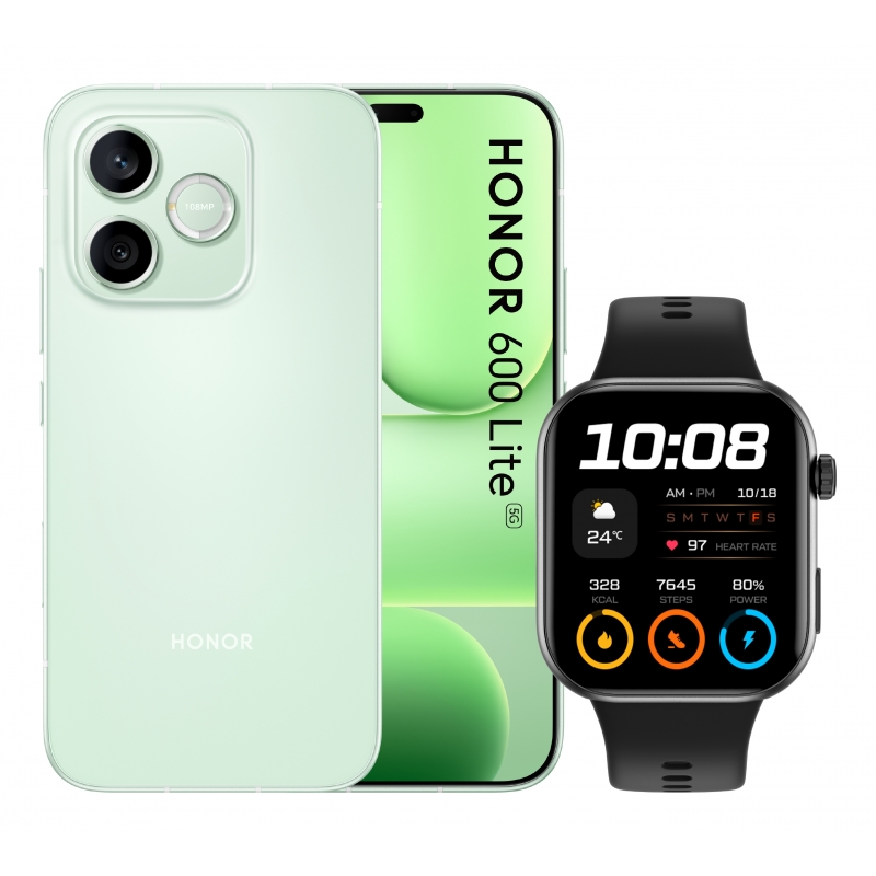 Honor BUNDLE 600 LITE 256GB S GREEN+WATCH 2i BLACK 16,8 cm (6.6") Double SIM 5G USB Type-C 16 Go 256 Go 6520 mAh Vert