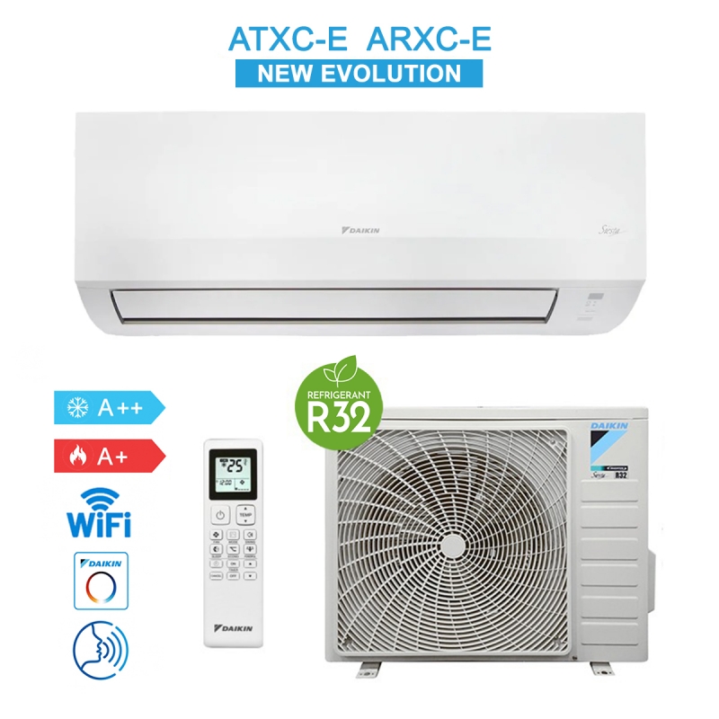 Daikin ATXC35E ARXC35E Climatiseur 12000BTU 3,5Kw A++/A+ Siesta New Evolution Wifi Inverter R32 Blanc