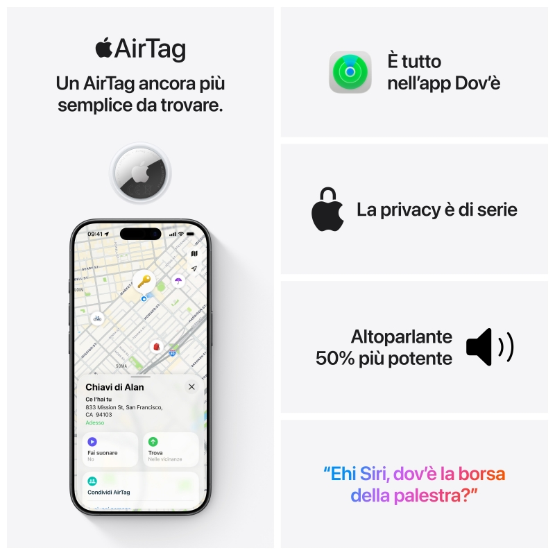 Apple AirTag Article Recherche Argent, Blanc
