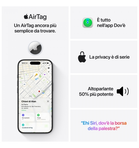 Apple AirTag Article Recherche Argent, Blanc