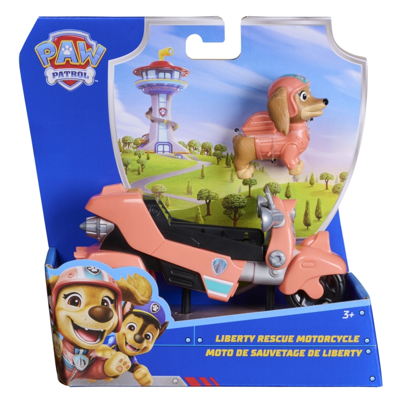 PAW Patrol Patrulla Canina - Pack Moto de Rescate y Figura Liberty, Fabricado con Plástico Reciclado - Patrulla Canina Juguetes