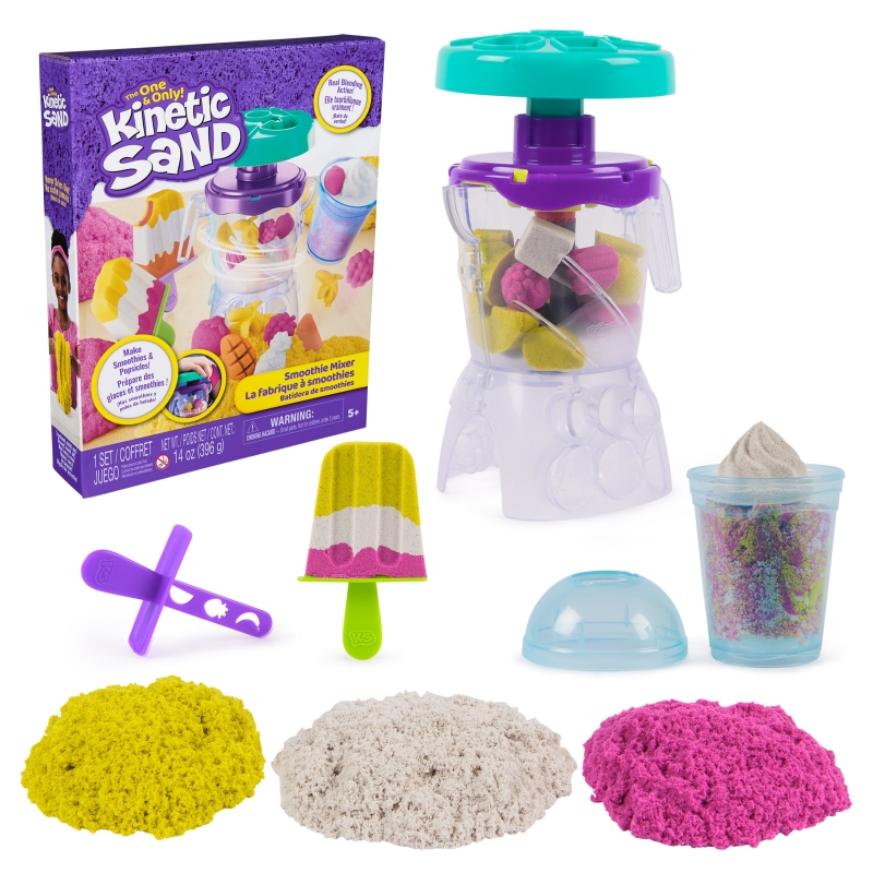 Kinetic Sand , Set dei Frullati Golosi, con 396 g di Sabbia da Gioco, Attrezzi e Formina Ghiacciolo, Cibo Giocattolo,