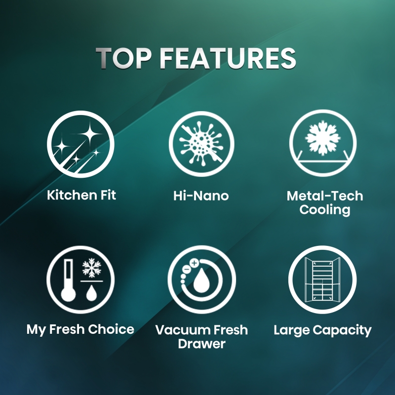 Hisense RQ768N4GVE KitchenFit Multidoor Fridge Freezer 591L Silver Glass - E Rated