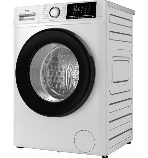 Beko BMX7126DB 7kg classe A bianco, inverter 1200 giri, display XL, oblò nero, funzione vapore