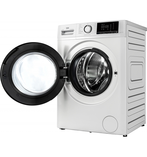 Beko BMX7126DB 7kg classe A bianco, inverter 1200 giri, display XL, oblò nero, funzione vapore