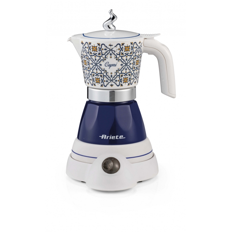 Ariete 1358 Moka Aroma Capri Positano, Moka elettrica, 400W, 2 4 tazze, Cordless, Spegnimento automatico, Mantenimento