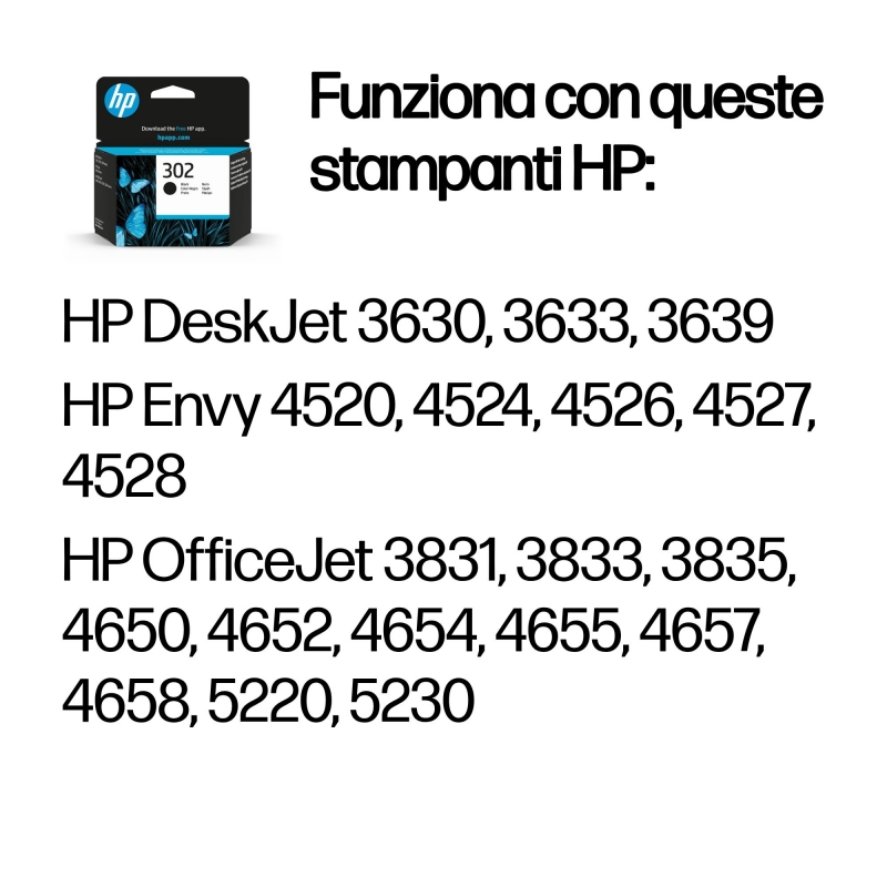 HP Cartucho de tinta original 302 negro