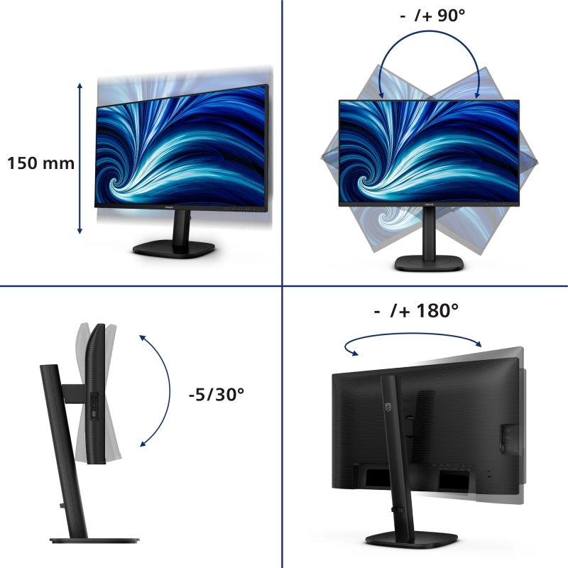 Philips 24B2U3601 écran plat de PC 60,5 cm (23.8") 2560 x 1440 pixels Quad HD LCD Noir