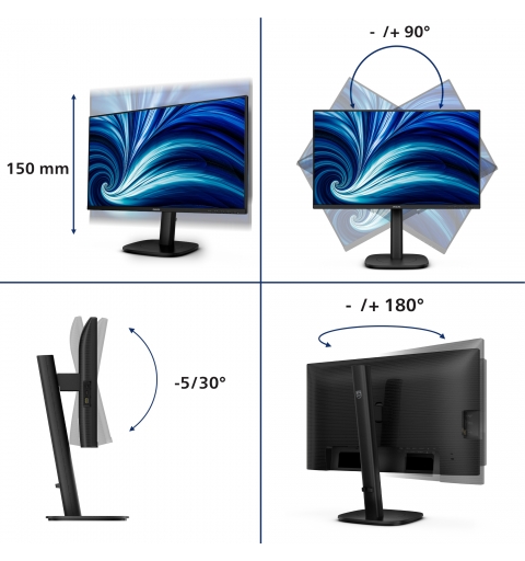 Philips 24B2U3601 computer monitor 60.5 cm (23.8") 2560 x 1440 pixels Quad HD LCD Black