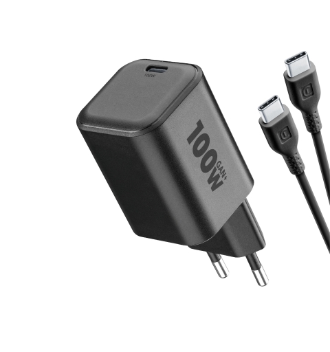 Cellularline Kit ACH 100W Chargeur mural 100W avec un port USB‑C et câble USB‑C de 2 mètres inclus. Compatible avec
