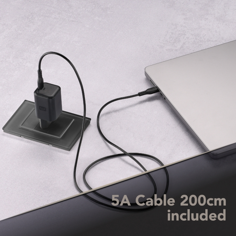 Cellularline Kit ACH 100W Cargador de pared de 100W con un puerto USB‑C y cable USB‑C de 2 metros incluido. Compatible con