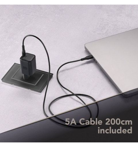 Cellularline Kit ACH 100W Cargador de pared de 100W con un puerto USB‑C y cable USB‑C de 2 metros incluido. Compatible con