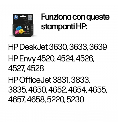 HP Cartucho de tinta original 302XL de alta capacidad tricolor