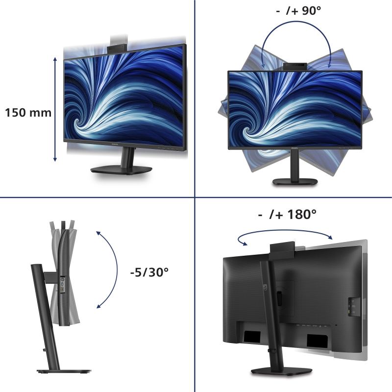 Philips 3000 series 27B2U3601H 00 computer monitor 68.6 cm (27") 2560 x 1440 pixels Quad HD LCD Black