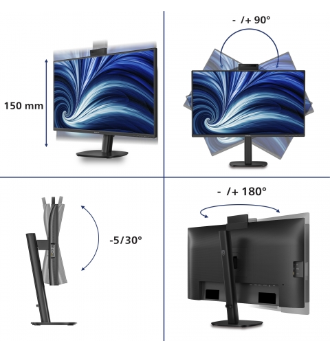 Philips 3000 series 27B2U3601H 00 écran plat de PC 68,6 cm (27") 2560 x 1440 pixels Quad HD LCD Noir