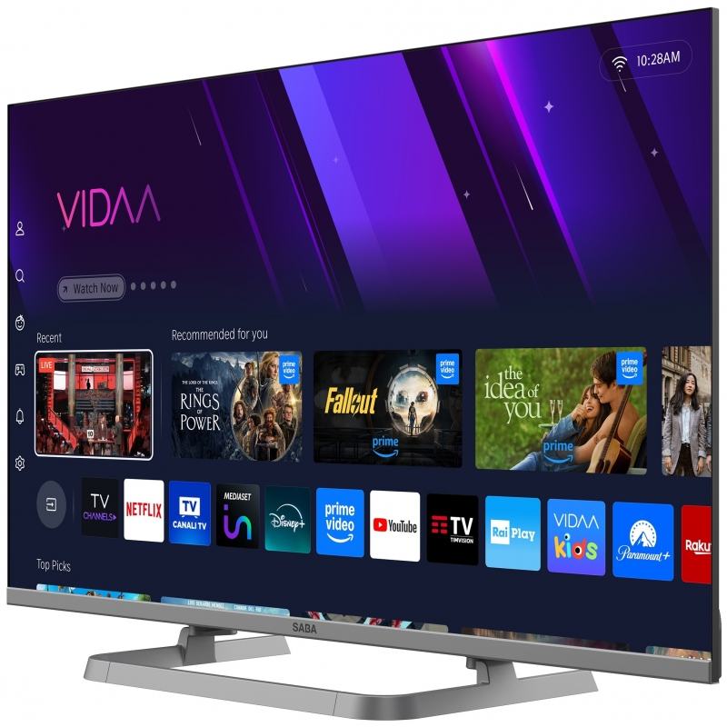 SABA SA32QM10VDA SMART TV QLED 32" FULL HD, Sistema operativo VIDAA, Triplo tuner DVBT2 C S2 HEVC MAIN10, Certificato TivuSAT,