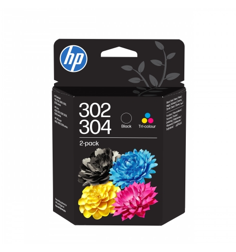 HP 302 304 Cartouche d’encre Combo Trois couleurs Noir (pack de 2)