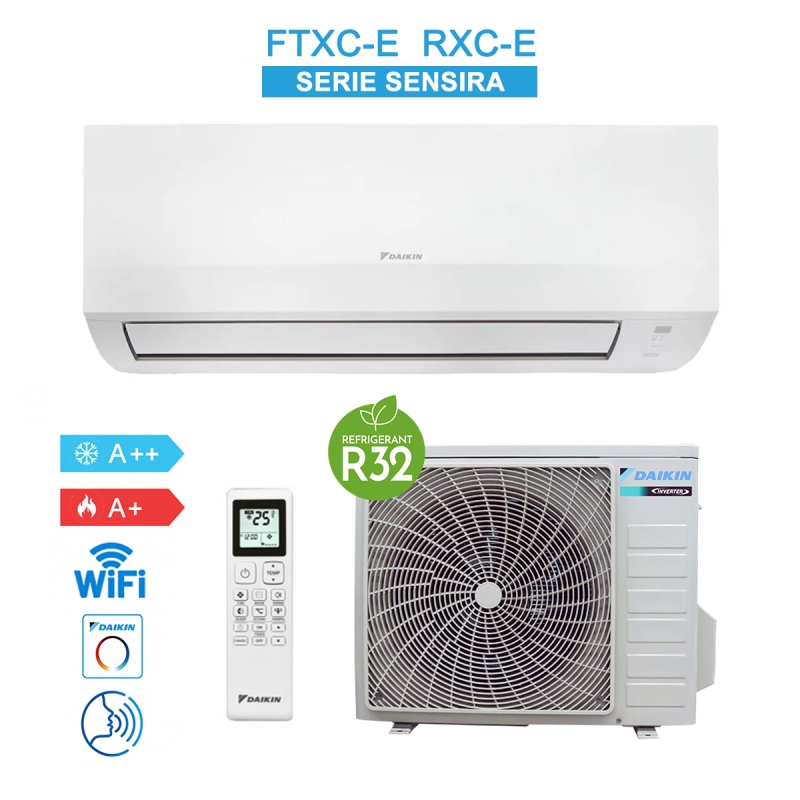 Daikin FTXC25E RXC25E Condizionatore Climatizzatore 9000BTU 2,5Kw Siesta Sensira 2026 Wifi A++/A+ Inverter R32 Bianco