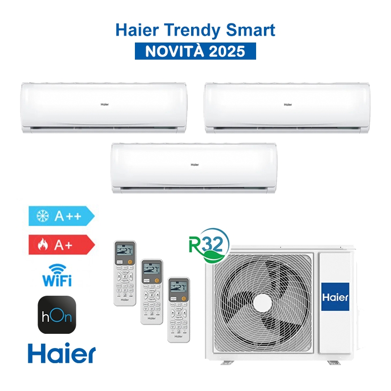 Haier H3U21TAAOUT + 2x HAS09TAB + HAS12TAB Ensemble de climatiseur TrialSplit Trendy 2025 WiFi 9+9+12Btu 5Kw A++/A R32