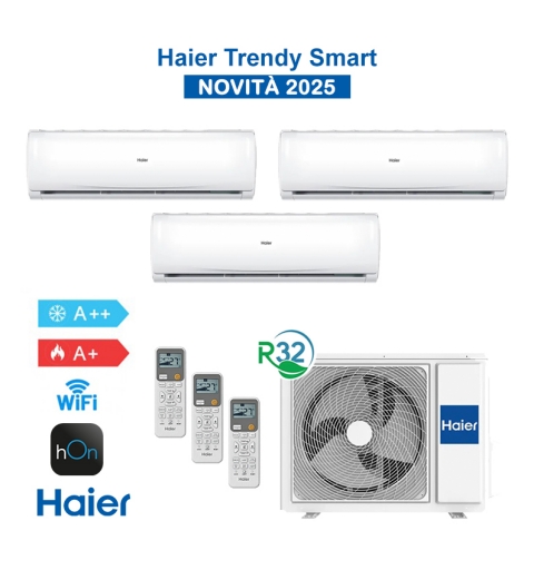 Haier H3U21TAAOUT + 2x HAS09TAB + HAS12TAB Ensemble de climatiseur TrialSplit Trendy 2025 WiFi 9+9+12Btu 5Kw A++/A R32
