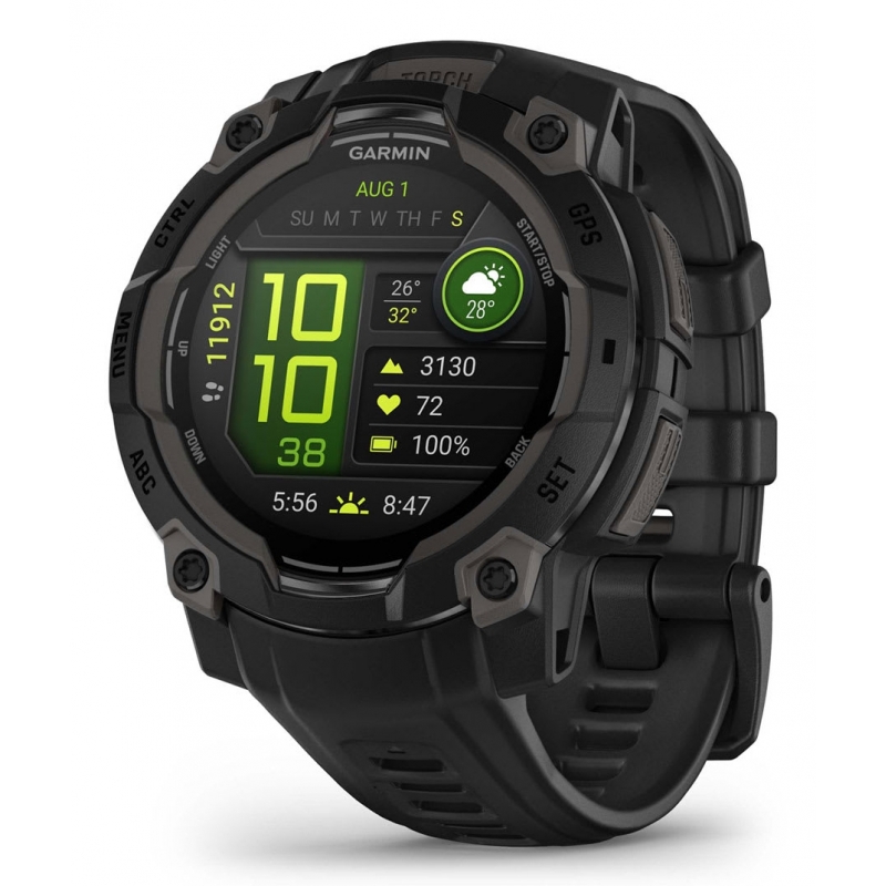 Garmin Instinct 3 AMOLED 3.05 cm (1.2") 45 mm Digital 390 x 390 pixels Touchscreen Black GPS (satellite)