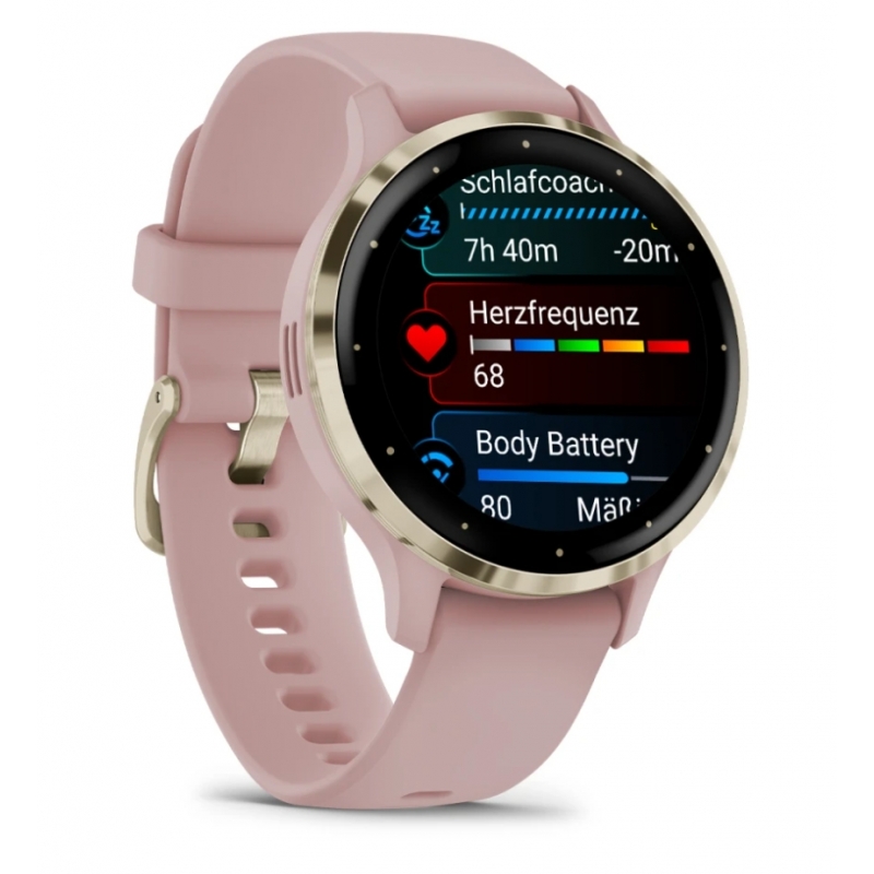 Garmin Venu 3S 3,05 cm (1.2") AMOLED 41 mm Numérique 390 x 390 pixels Écran tactile Or, Rose Wifi GPS (satellite)