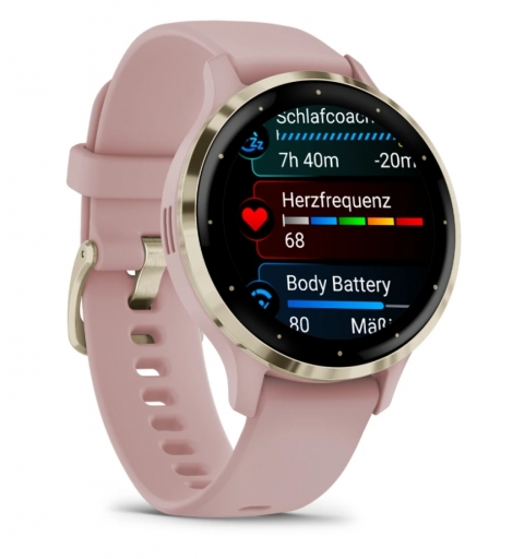 Garmin Venu 3S 3,05 cm (1.2") AMOLED 41 mm Numérique 390 x 390 pixels Écran tactile Or, Rose Wifi GPS (satellite)