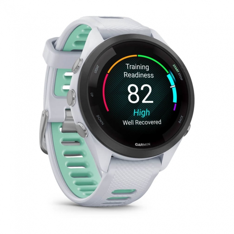 Garmin Forerunner 265S 2,79 cm (1.1") AMOLED 42 mm Digital 360 x 360 Pixeles Pantalla táctil Negro, Blanco Wifi GPS (satélite)