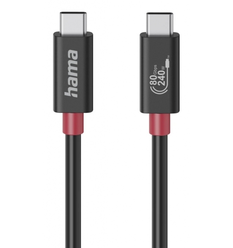 Hama 00200799 USB Kabel USB4 Gen 4x2 1 m USB C 80000 Gbit s 240 W Schwarz