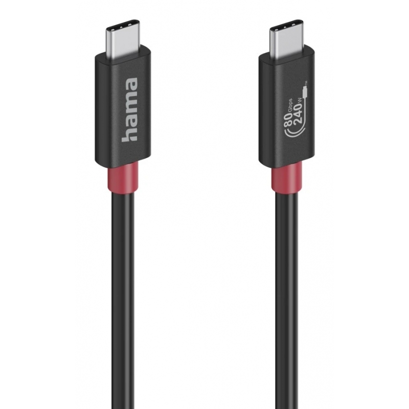 Hama 00200799 USB Kabel USB4 Gen 4x2 1 m USB C 80000 Gbit s 240 W Schwarz