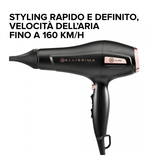 Bellissima Imetec My Pro P3 3400 Asciugacapelli, Motore professionale, Ionizzatore per Capelli morbidi e Idratati, Griglia