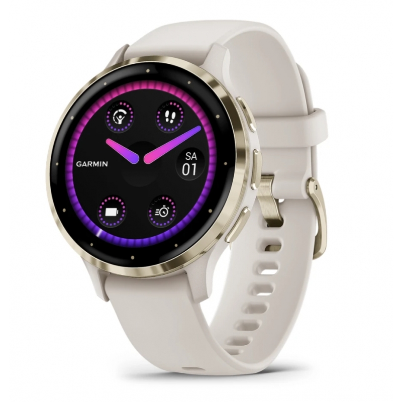 Garmin Venu 3S 3,05 cm (1.2") AMOLED 41 mm Digitale 390 x 390 Pixel Touch screen Oro, Avorio Wi-Fi GPS (satellitare)