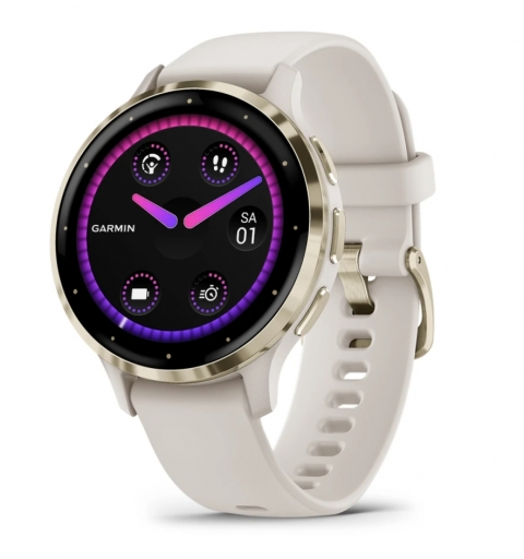 Garmin Venu 3S 3,05 cm (1.2") AMOLED 41 mm Digital 390 x 390 Pixel Touchscreen Gold, Elfenbein WLAN GPS