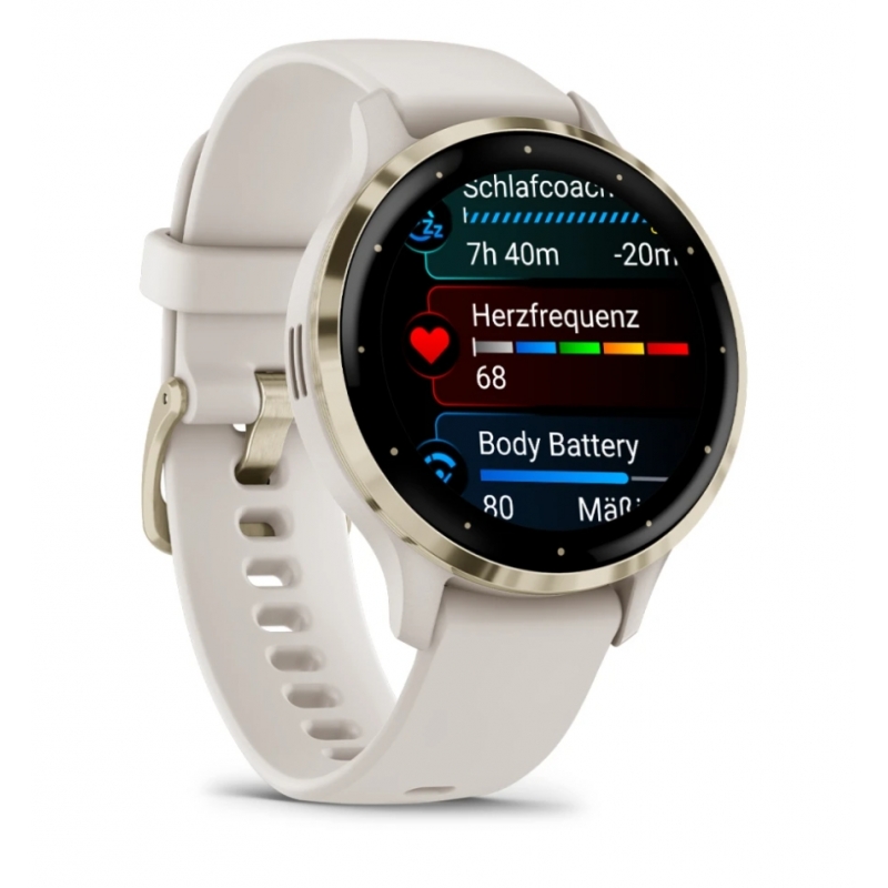 Garmin Venu 3S 3,05 cm (1.2") AMOLED 41 mm Digital 390 x 390 Pixeles Pantalla táctil Oro, Marfil Wifi GPS (satélite)