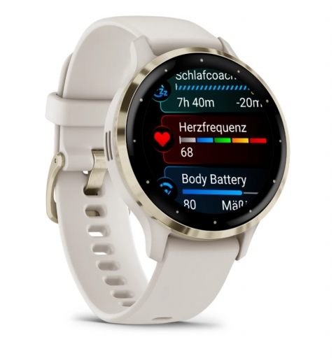 Garmin Venu 3S 3,05 cm (1.2") AMOLED 41 mm Digital 390 x 390 Pixeles Pantalla táctil Oro, Marfil Wifi GPS (satélite)