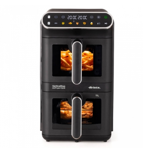 Ariete 4640 Air Fryer Vertical DUO, Vertical double-stack air fryer, 2460W, 11L, Two baskets, Sync and Dual, 6 programs, Grill