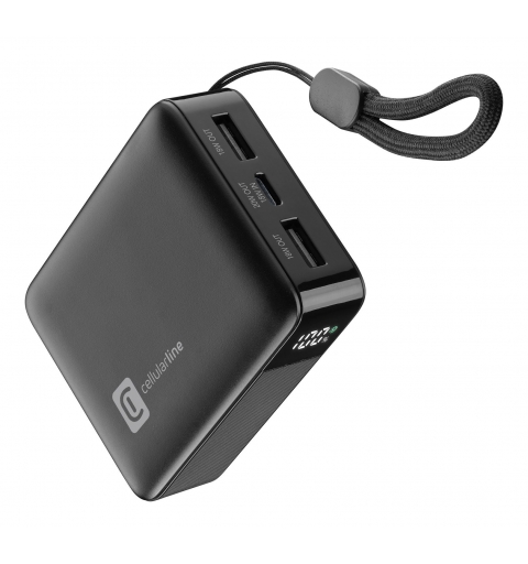 Cellularline 10.000 mAh Powerbank Ultra-kompakte 10.000 mAh Powerbank mit LCD-Display zur sofortigen Ladeanzeige und 20W Power
