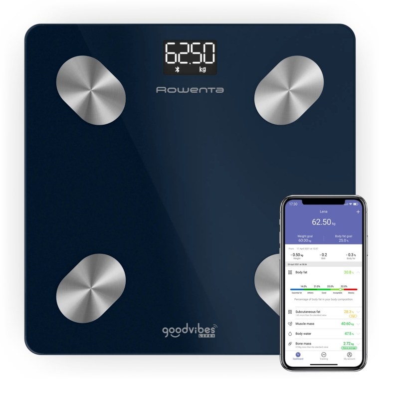 Rowenta Goodvibes Life + 2.0 BR9720 Rechteck Blau Elektronische Personenwaage