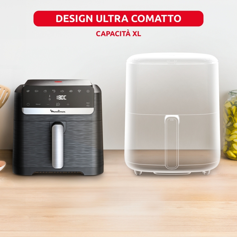Moulinex Easy Fry Mega Compact EZ8618 Unique 7,5 L Autonome 2020 W Friteuse d’air chaud Noir