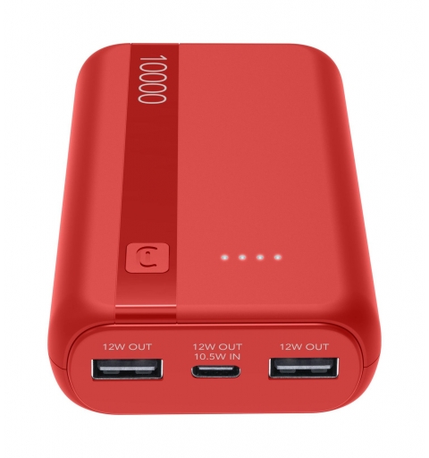 Cellularline Power Bank Essential 10.000 10.000 mAh Powerbank mit Lithium-Ionen-Akku, USB-C In Out-Port, zwei USB-A-Anschlüssen